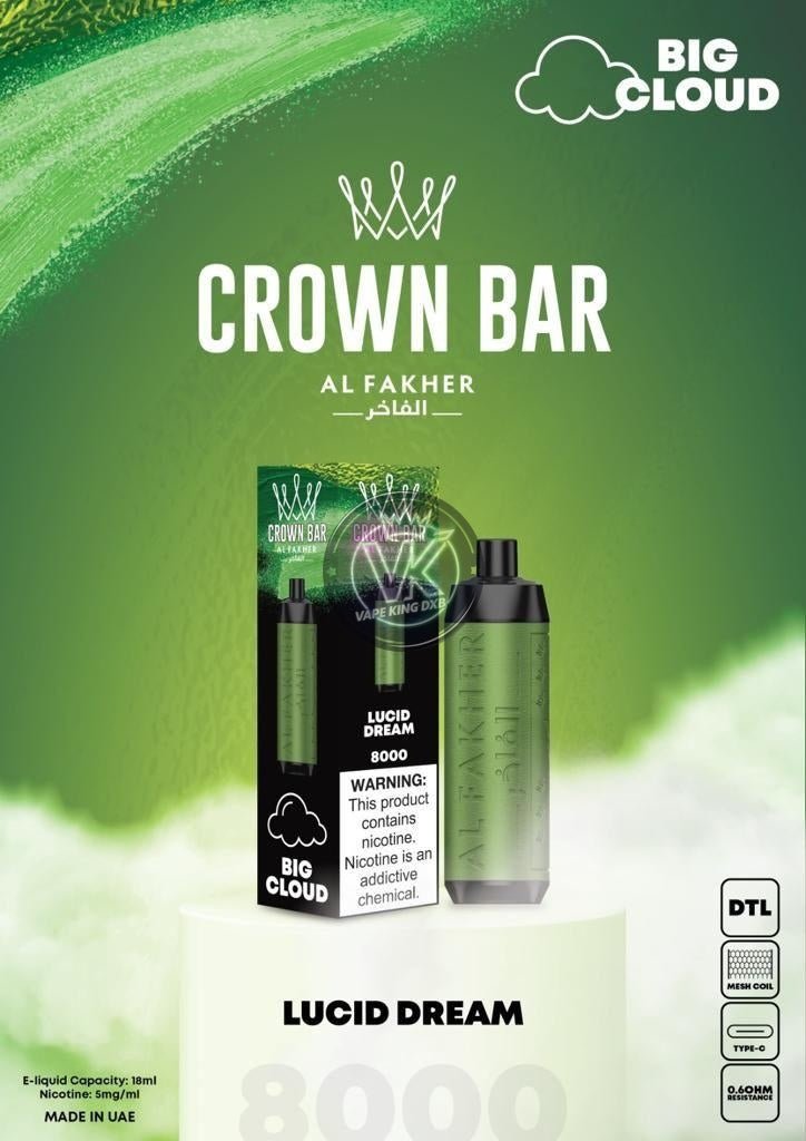 Al Fakher Crown Bar 8000 Puffs Rechargeable Disposable Vape - Vape king dxbBerry Mint