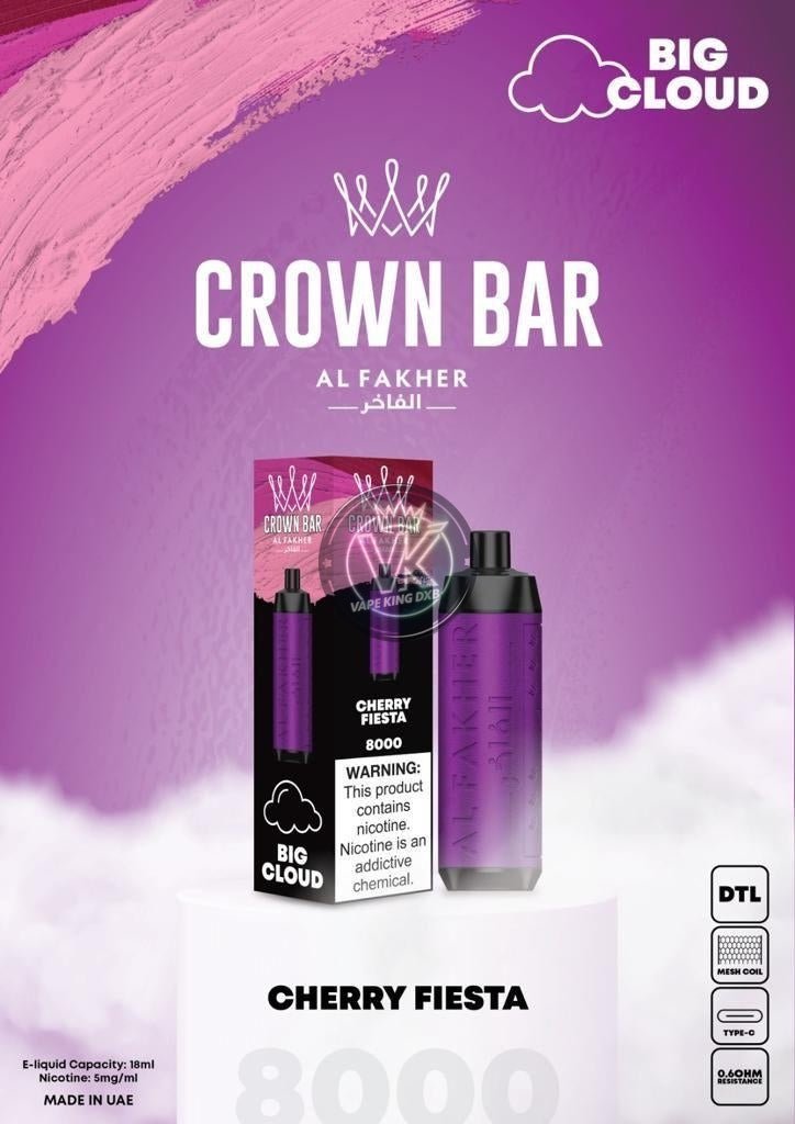 Al Fakher Crown Bar 8000 Puffs Rechargeable Disposable Vape - Vape king dxbBerry Mint