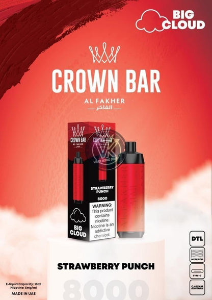 Al Fakher Crown Bar 8000 Puffs Rechargeable Disposable Vape - Vape king dxbBerry Mint