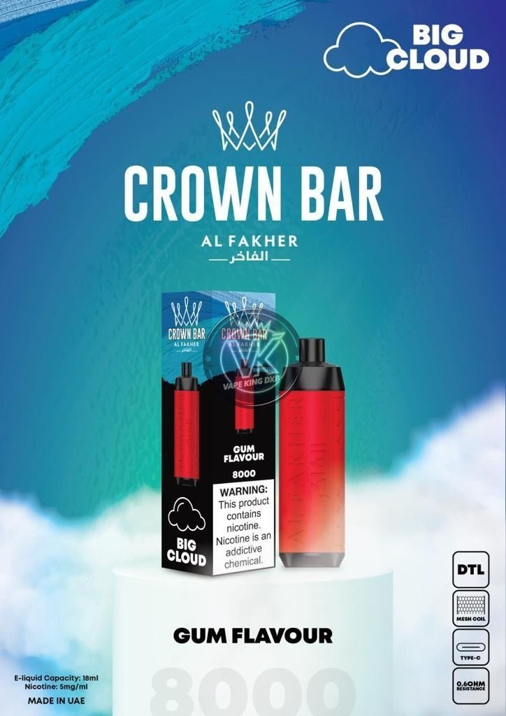 Al Fakher Crown Bar 8000 Puffs Rechargeable Disposable Vape - Vape king dxbBerry Mint