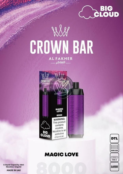 Al Fakher Crown Bar 8000 Puffs Rechargeable Disposable Vape - Vape king dxbBerry Mint