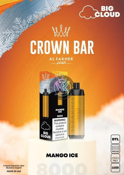 Al Fakher Crown Bar 8000 Puffs Rechargeable Disposable Vape - Vape king dxbBerry Mint