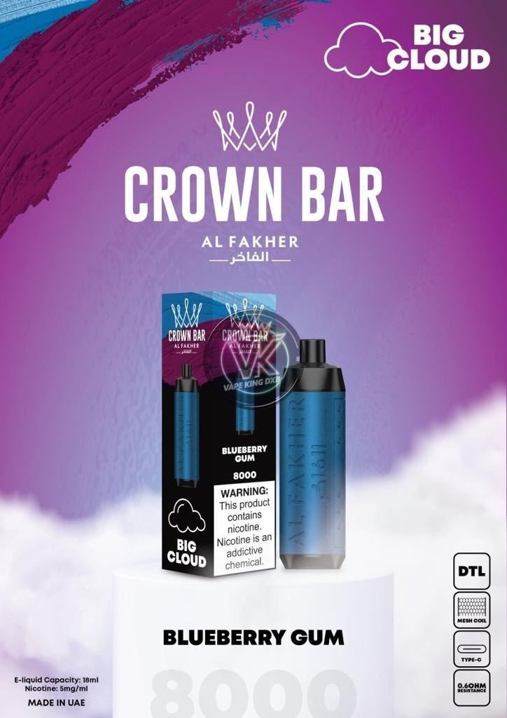 Al Fakher Crown Bar 8000 Puffs Rechargeable Disposable Vape - Vape king dxbBerry Mint