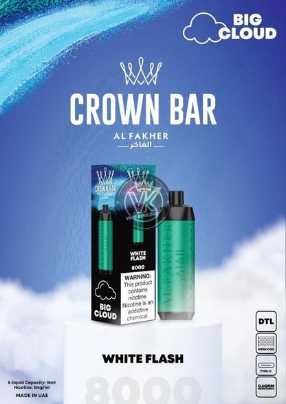 Al Fakher Crown Bar 8000 Puffs Rechargeable Disposable Vape - Vape king dxbBerry Mint