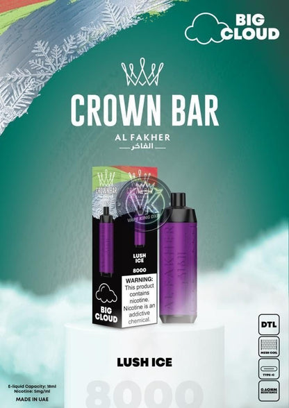 Al Fakher Crown Bar 8000 Puffs Rechargeable Disposable Vape - Vape king dxbBerry Mint