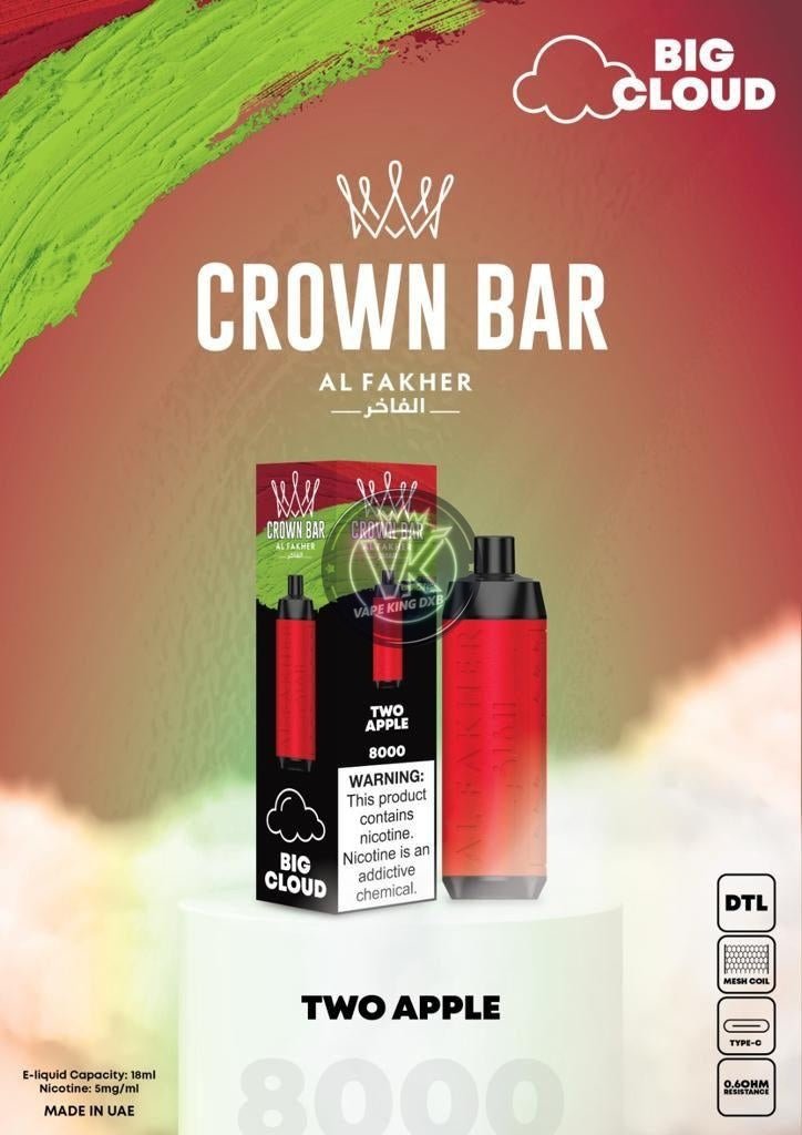 Al Fakher Crown Bar 8000 Puffs Rechargeable Disposable Vape - Vape king dxbBerry Mint