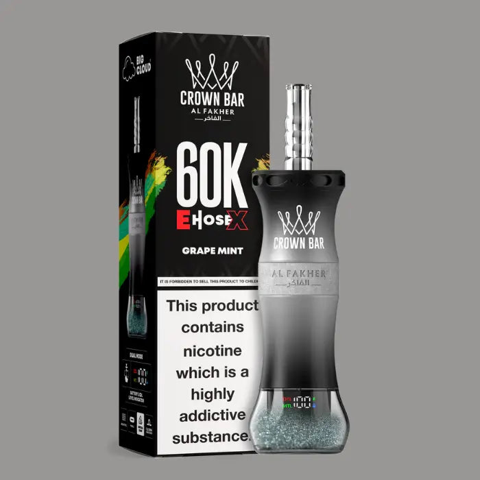 Al Fakher Crown Bar EHoseX 60000 Grape Mint DTL Hookah Vape UAE