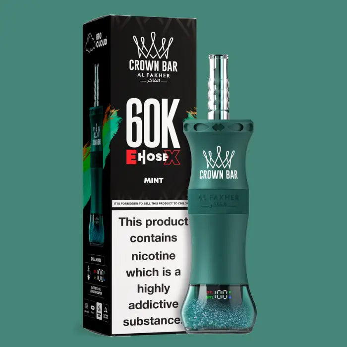 Al Fakher Crown Bar EHoseX 60000 Spearmint Mint Disposable Shisha Vape Dubai