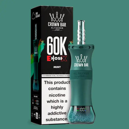 Al Fakher Crown Bar EHoseX 60000 Spearmint Mint Disposable Shisha Vape Dubai