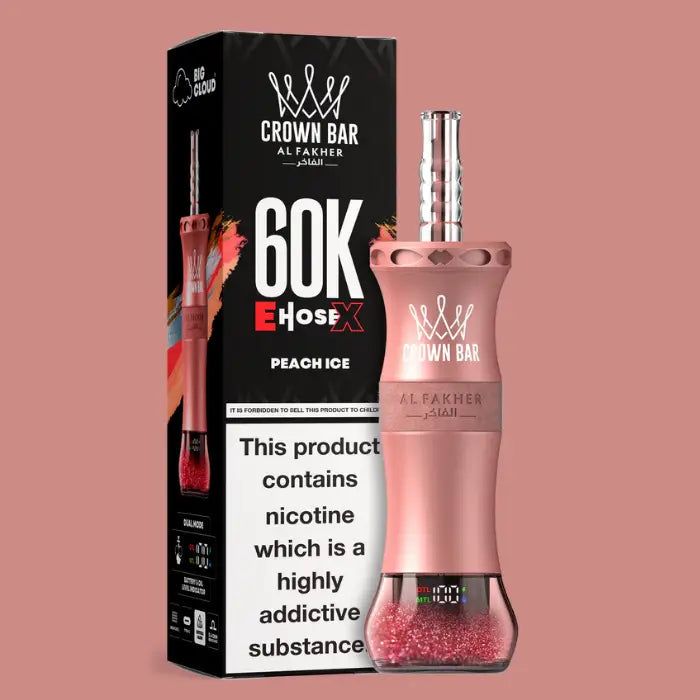 Al Fakher Crown Bar EHoseX 60000 Puffs Peach Ice Shisha Vape Dubai UAE