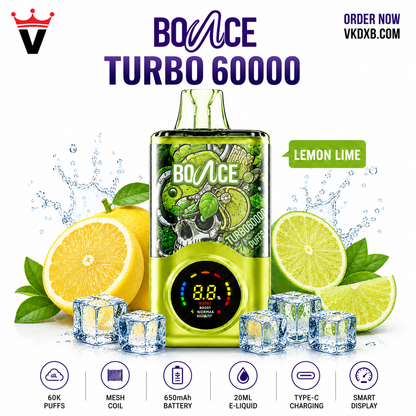 bounce turbo 60000 puffs lemon lime at vape king dxb