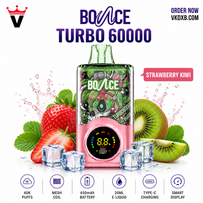 bounce turbo 60000 puffs strawberry kiwi at vape king dxb
