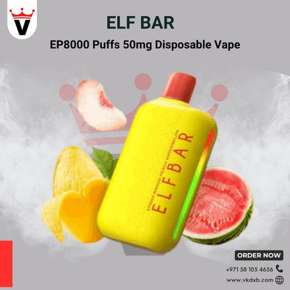 Elf Bar 8000 Disposable Vape in Dubai - NON RECHARGEABLE - Vape king dxbBlack Razz Ice5% Nic ENG