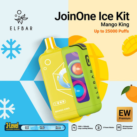 ELFBAR JoinOne Ice Kit 25000 Puffs Mango Peach Watermelon Disposable Vape Dubai UAE