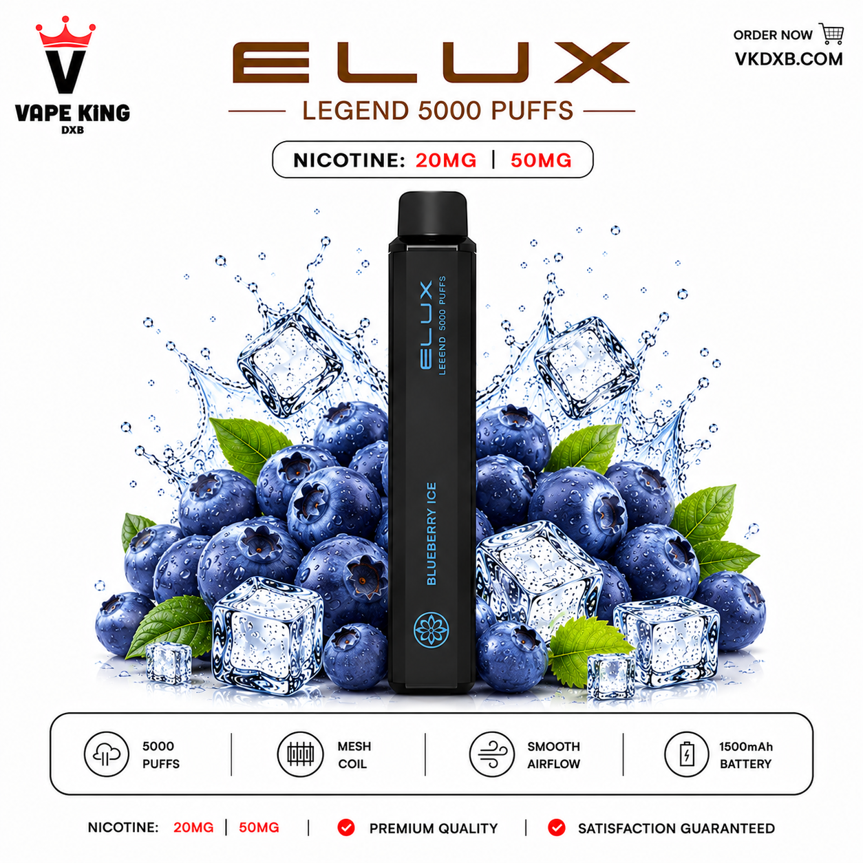 Elux Legend 5000 Puffs Mango Ice Disposable Vape Dubai UAE