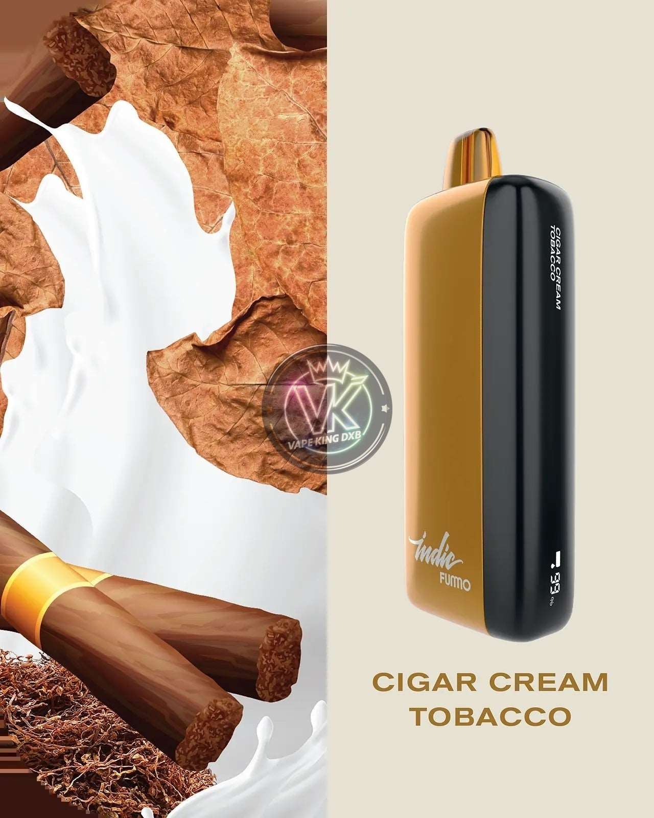 Fummo Indic 12000 puffs Rechargeable with display CIGAR CREAM TOBACCO