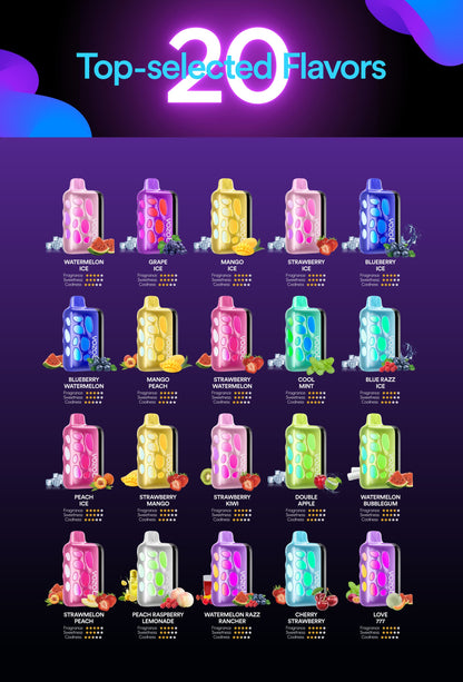 VOZOL RAVE 40000 Puffs Rechargeable Vape with LED Party Mode | Vape King DXB